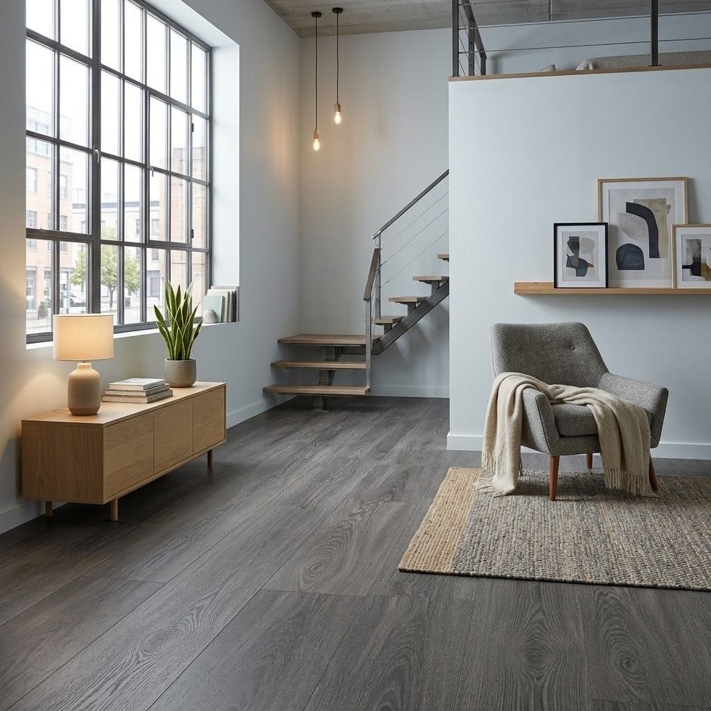 Slate Gray Rigid Core SPC Vinyl Flooring - Image 2