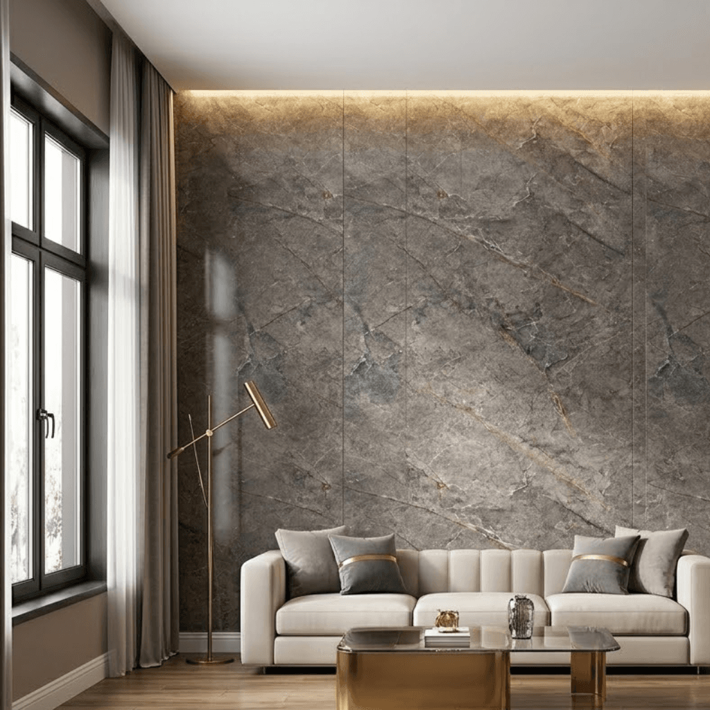 Dark Grey Gold Vein Marble PVC Decorative Wall Panel - Image 2
