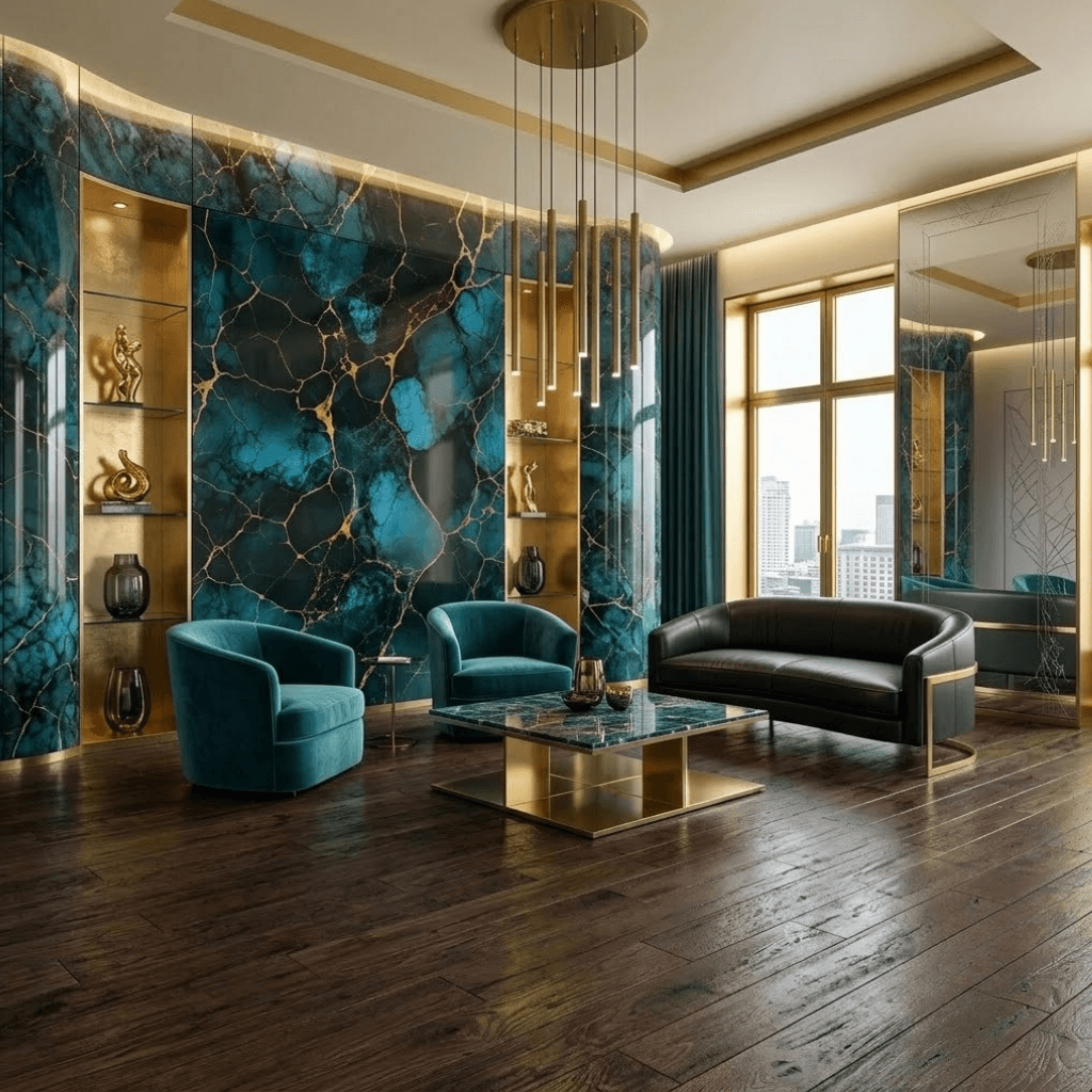 Emerald Onyx Gold PVC Decorative Wall Panel - Image 2