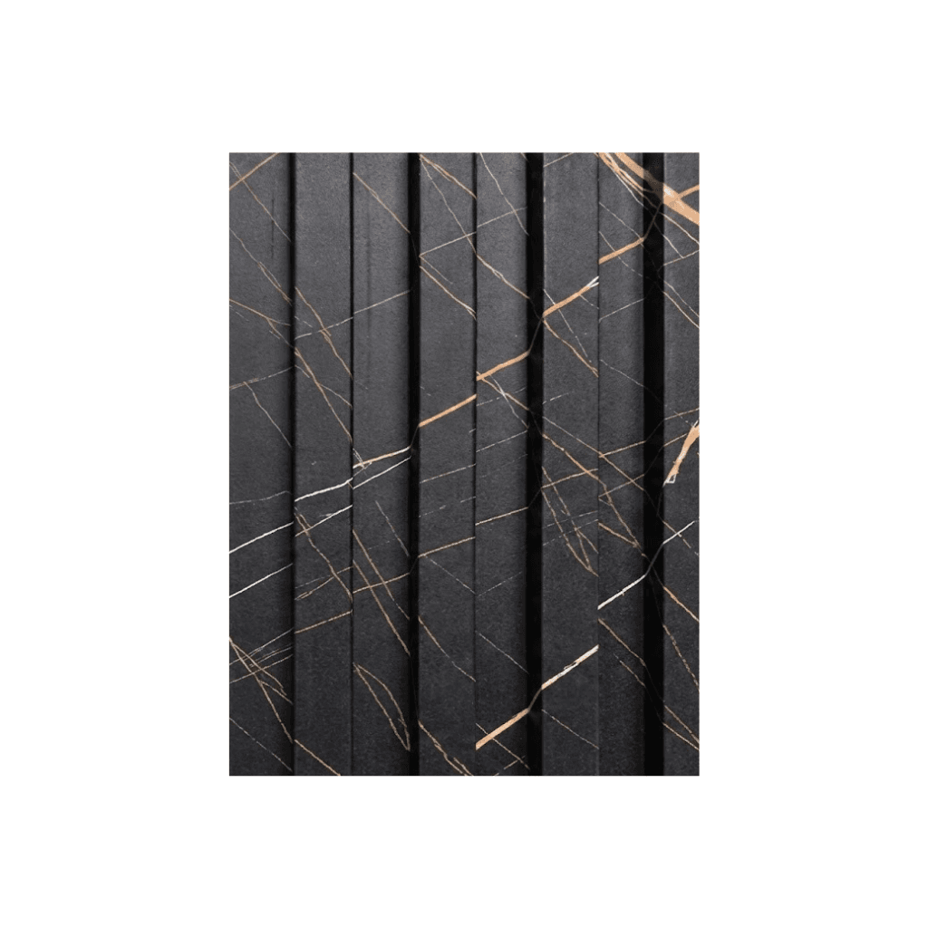 m10 black indoor fluted wall panel matte black gold veins
