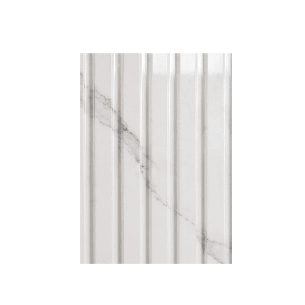 light calacatta marble indoor fluted wall panel elegant white marble effect soft grey veins