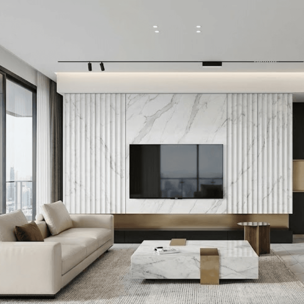 Light Calacatta Marble Indoor Fluted Wall Panel - Image 2