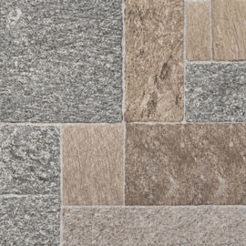 outside warm 12x24 cobblestone look porcelain tile