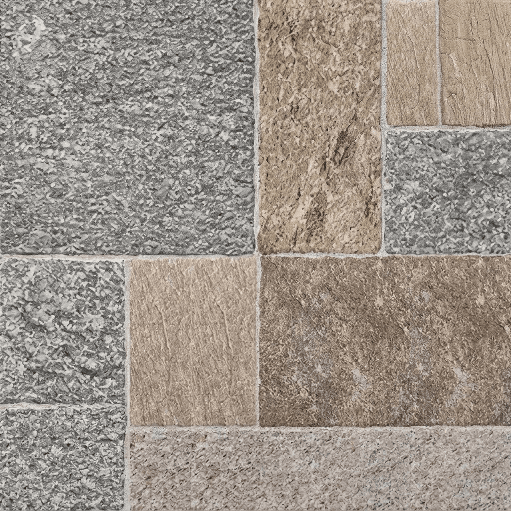 outside warm 12x24 cobblestone look porcelain tile