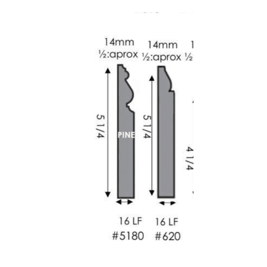 Decorative Pine Baseboard Moulding 5 1/4 x 16 LF - Image 2